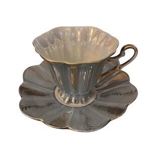 Elegant Iridescent Teacup and Saucer Set *Made in Japan*